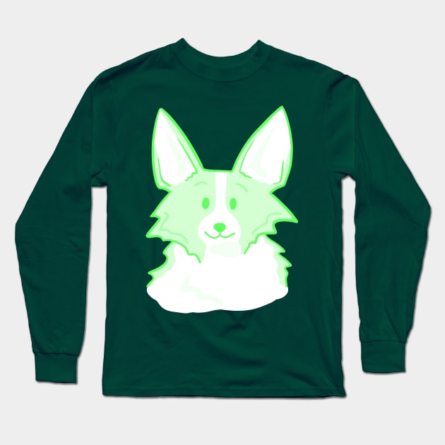 Super Cute Light Green Corgi Long Sleeve T-Shirt by KelseyLovelle